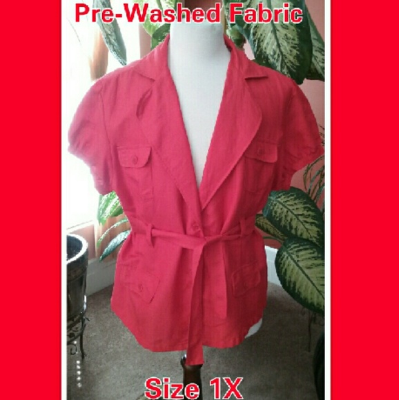 Pre-Washed Red Ramie/Rayon Blazer