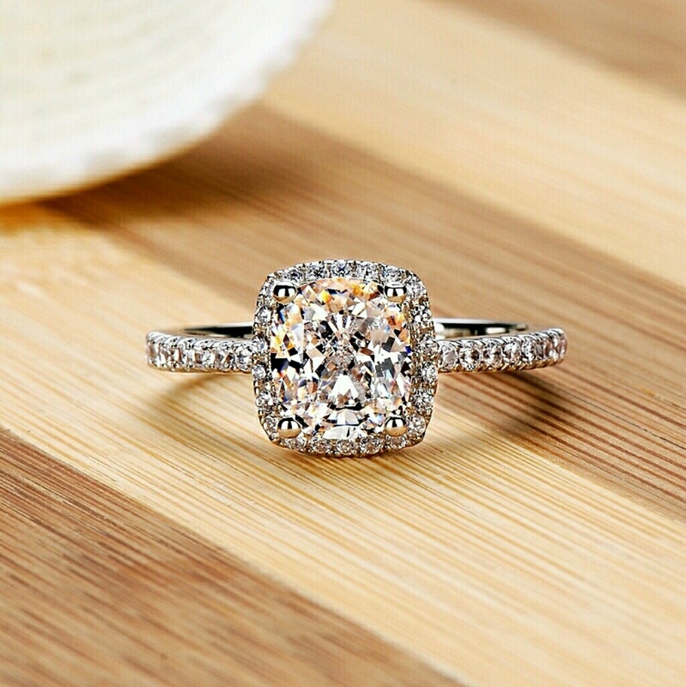 Size 8- 3 ctw sim diamond wedding engagement ring - Picture 4 of 6