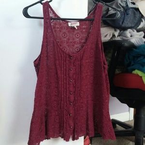Burgundy Lace Top, Size Large