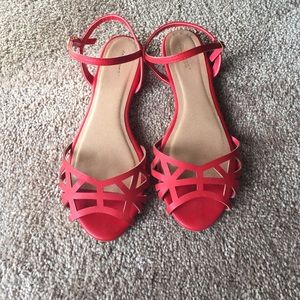 Red flat sandals