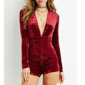 red velvet jumpsuit!! (worn once)