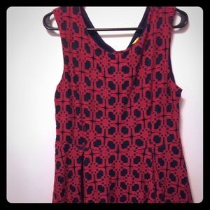 Red and Navy Blue Lace Overlay Dress