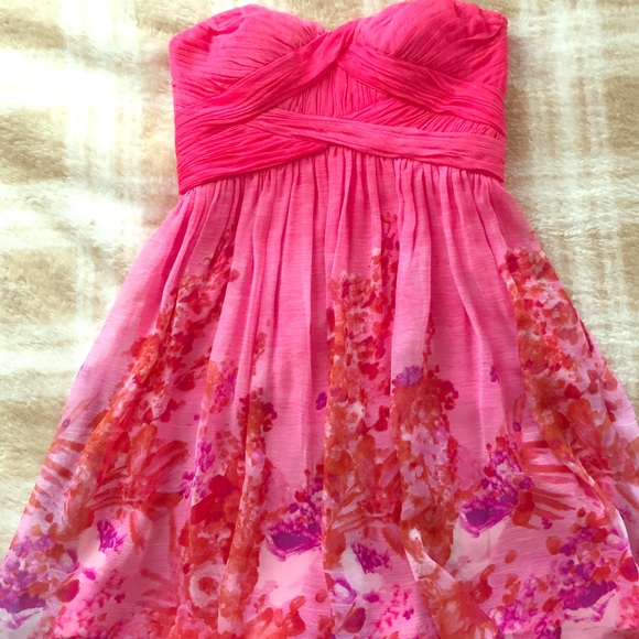 Pink Chiffon Strapless Dress
