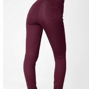 American Apparel Burgundy Stretch Skinny Pants