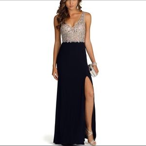 Navy prom evening formal dress