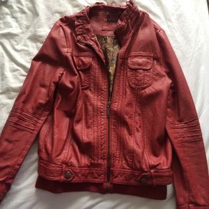 Maroon sexy hot red leather jacket motorcycle