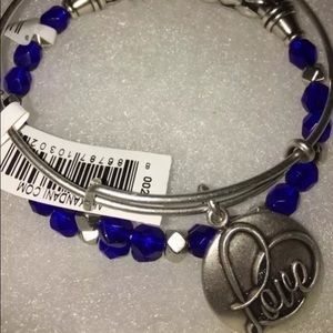 NWT Alex and Ani Love Bangle and Blue beaded