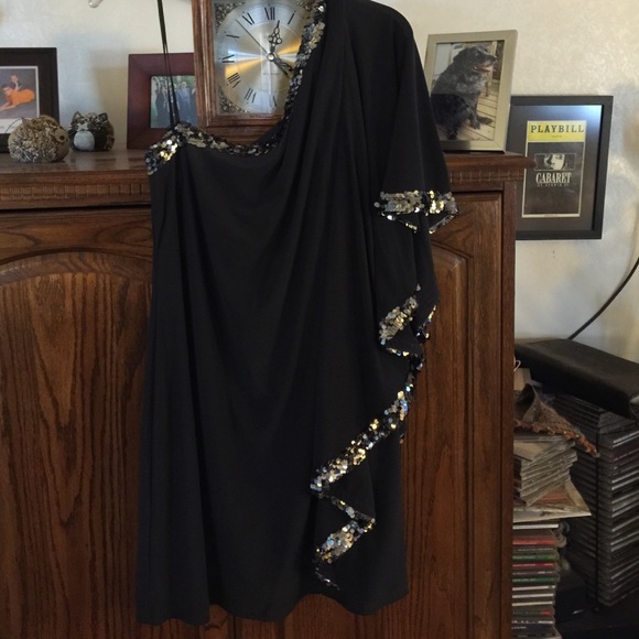 One shoulder dark grey party dress - Picture 1 of 3