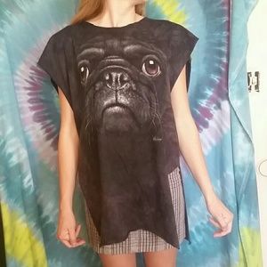 Cutesy cut oversized pug shirt