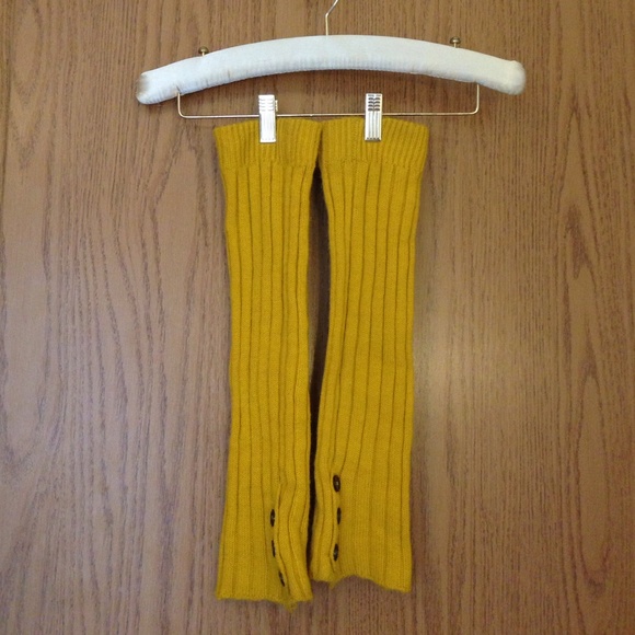 Golden yellow knit leg warmers