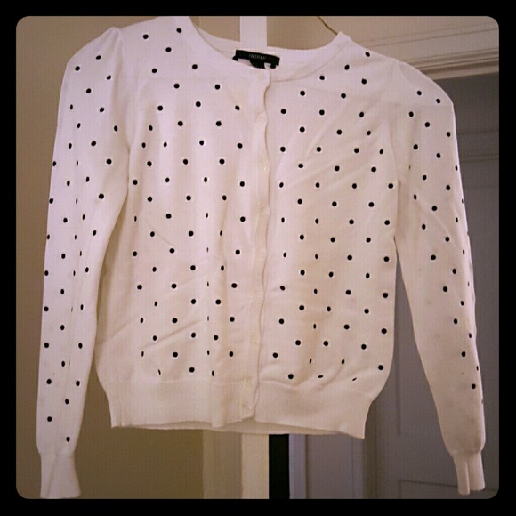 Forever 21  white sweater with black polka dots