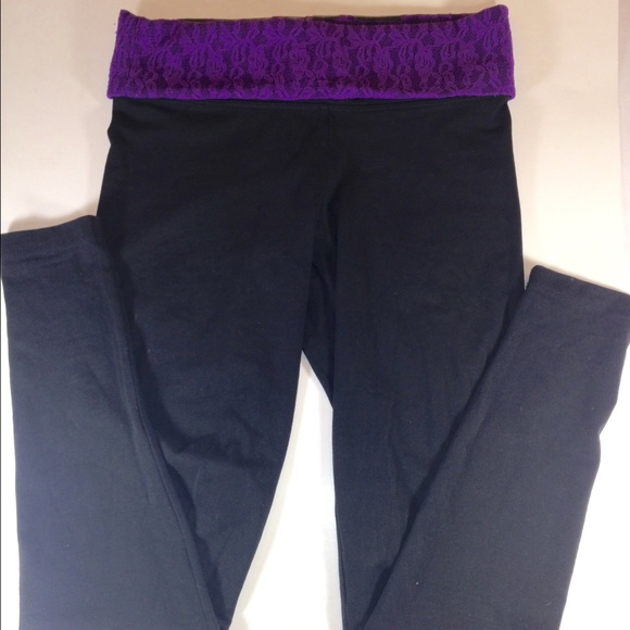 Pink Brand Leggings with Purple Band XS