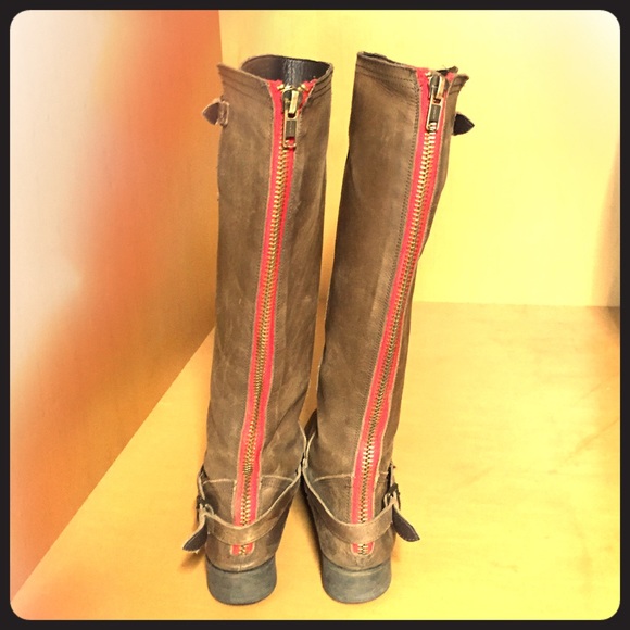 Steve Madden Red Zipper Riding Boots