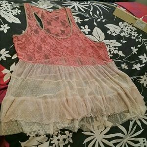 Peach and light Pink Sheer Top