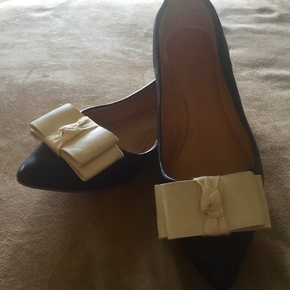 J Crew navy and cream flats
