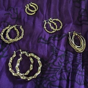 5 Pairs of Gold Hoops