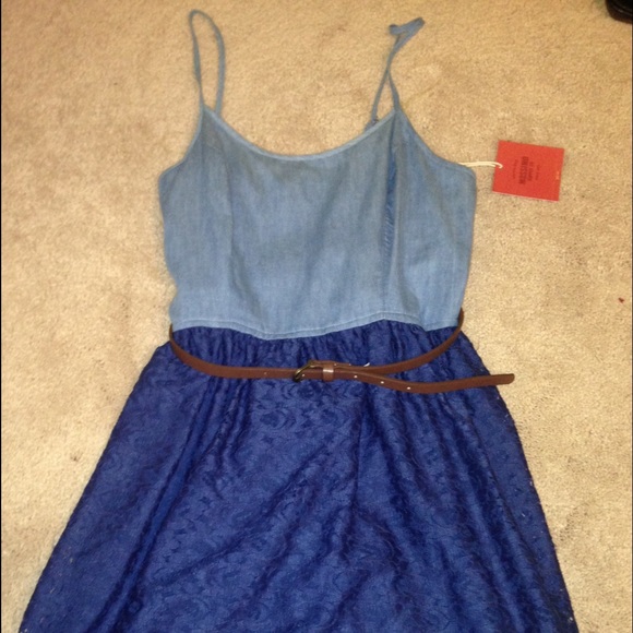 blue dress with belt