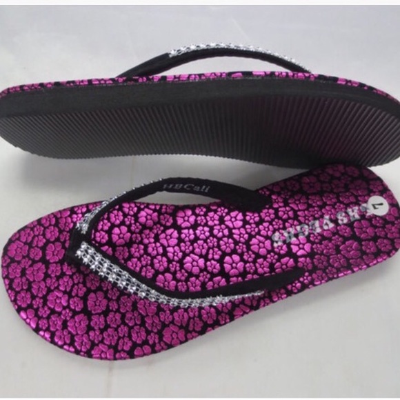 NWT Flatform Flip flop metallic floral top sole 💕 - Picture 2 of 3