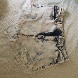 Sneak Peek Light Wash High Waisted Shorts