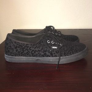 Unisex Black Flocked Leopard Vans