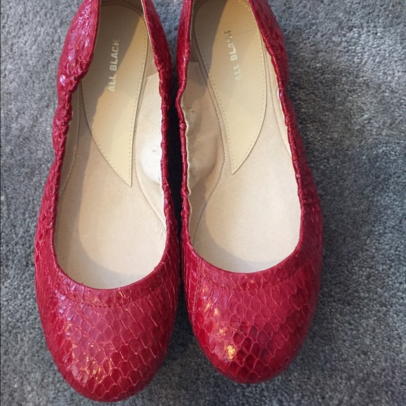 Red Leather Ballet Flats by ALL BLACK size 8