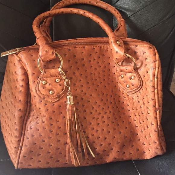 Camel ostrich handbag