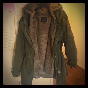 military style double layer coat