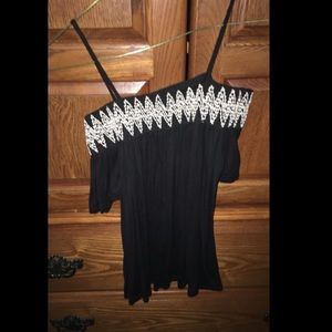 Spaghetti strap with sleeves off the shoulder top