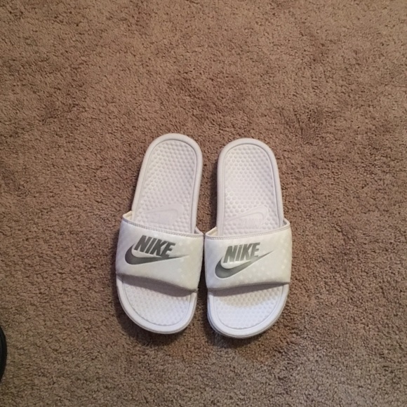 White Nike Sandals. One day sale!!