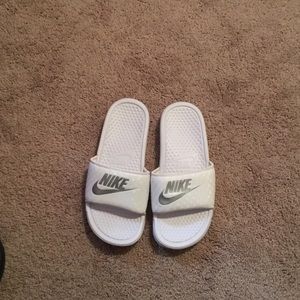 White Nike Sandals. One day sale!!