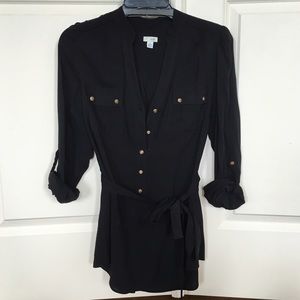 Anthropologie black button blouse