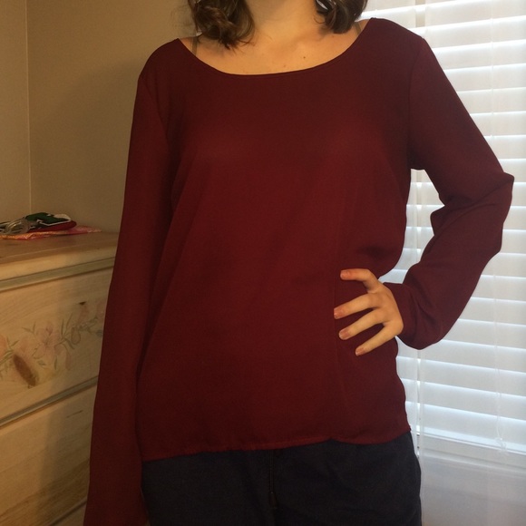 Open back maroon shirt!