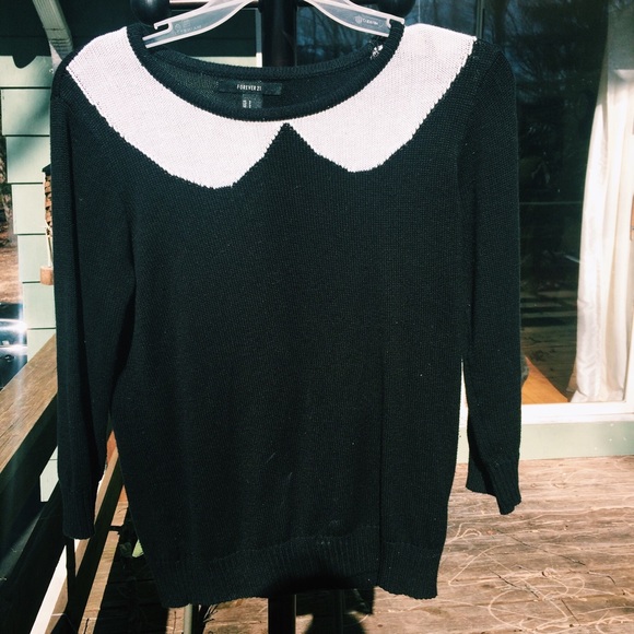 F21 Faux Collar Black Sweater