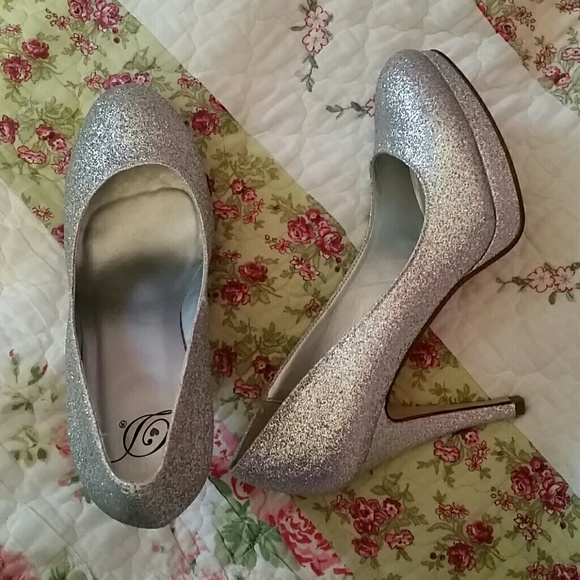 Silver sparkly heels