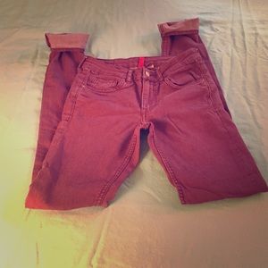maroon high waist h&m denim jeans