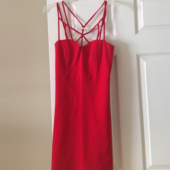 LoveCulture Red Caged Bodycon Dress