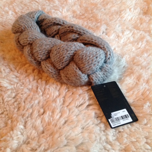 Gray braided cableknit head wrap headband turban - Picture 4 of 4