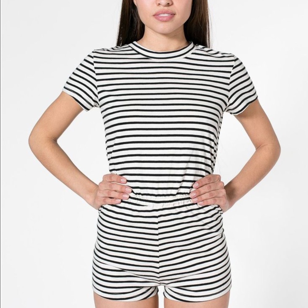 AA Pink and Grey Striped Romper