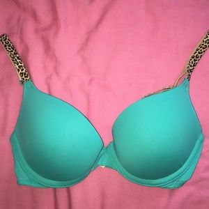 Victoria secret push up blue and cheetah print bra