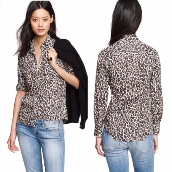 J. Crew Tops - J crew the perfect shirt leopard