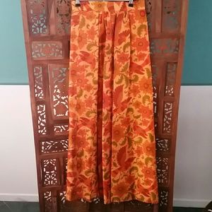 Vintage Golden Floral Maxi Skirt