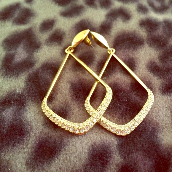 Vince Camuto gold tone stone encrusted earrings