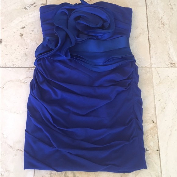 Marchesa Notte royal blue couture dress