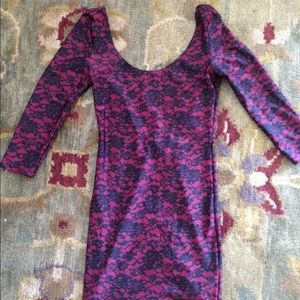 lace print bodycon dress