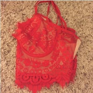 Red lace bralette