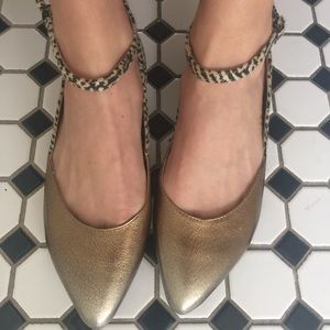 Seychelles Mini Wedge With Gold Toe and Calf Hair