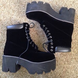 Velvet platform boots