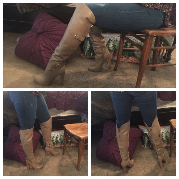 KINKY BOOTS! GUESS Over the Knee Boots 7.5M Taupe - Picture 4 of 4