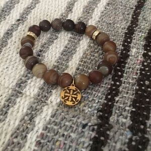 Rustic Cuff COTM Brown beaded bracelet