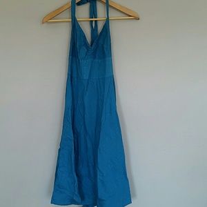 Bright blue halter dress